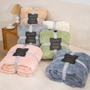 Luxury Velvet Jacquard Grid Comforter Blanket New Double Layer Winter Throw for Bedding Hot Sale for Decorative Use