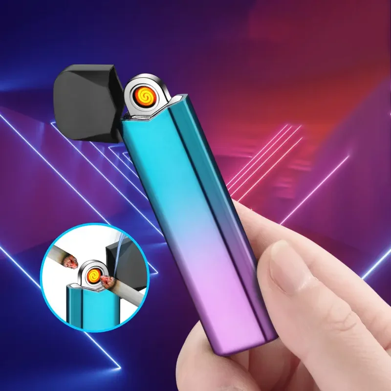 Lightweight Colorful Rechargeable Lighter Open Cover Burning Portable Multi-color Double-sided Cigarette Lighter