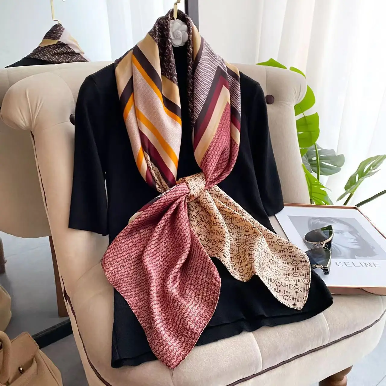 Wholesale Summer New Square Silk Scarf Versatile Printing Decoration