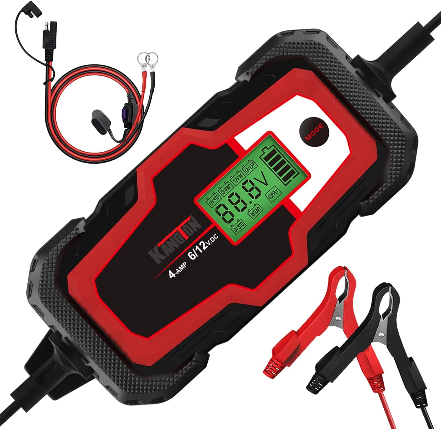 FOXSUR 12V Smart Battery Charger & Maintainer - 400A Peak, 5000mAh For Car, Motorcycle, Boat