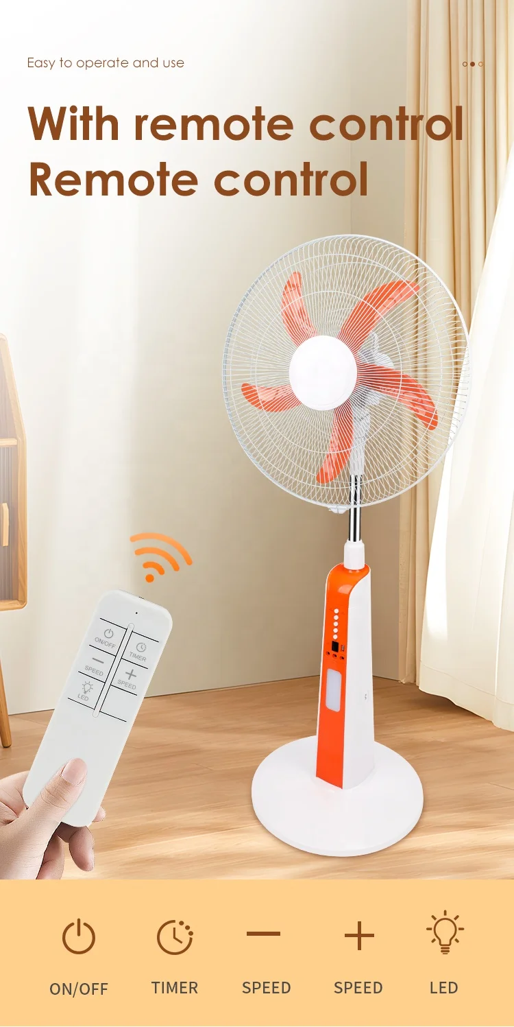 Remote Control Standing Fan, 16inch, Solar - detail 6