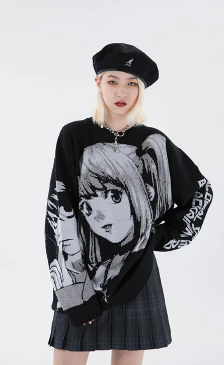Trendy Knitted Harajuku Winter  Oversized Girls' Sweaters Japanese Cartoon Anime Streetwear