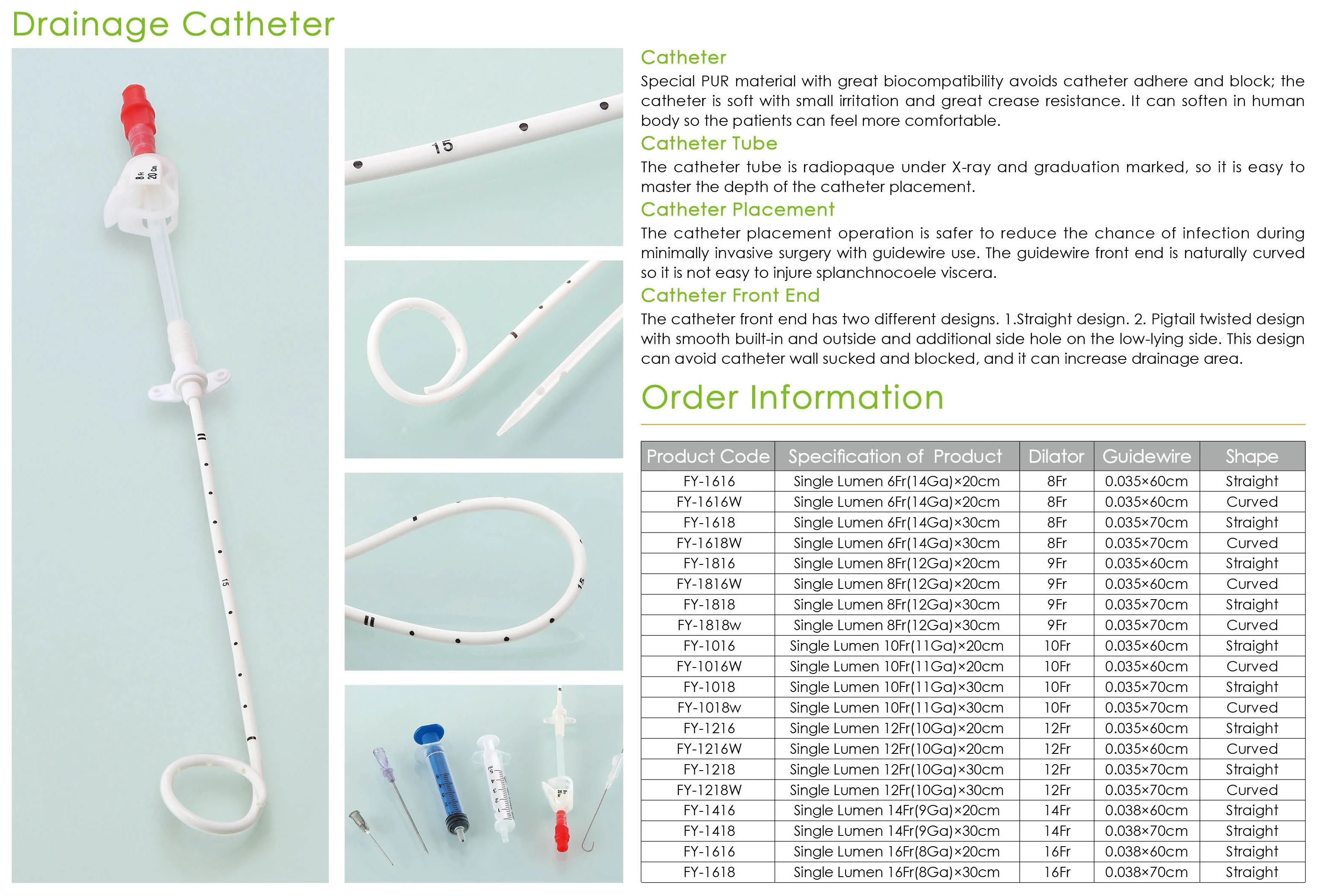 Disposable Medical Abdomen Drainage Catheter For Surgery Disposable