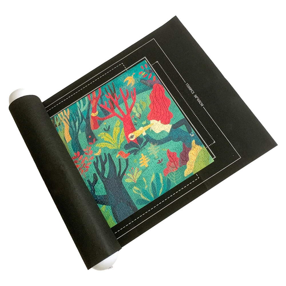 1.5mm Thickness Black Felt Jigsaw Puzzle Mat Roll Up Storage Puzzle