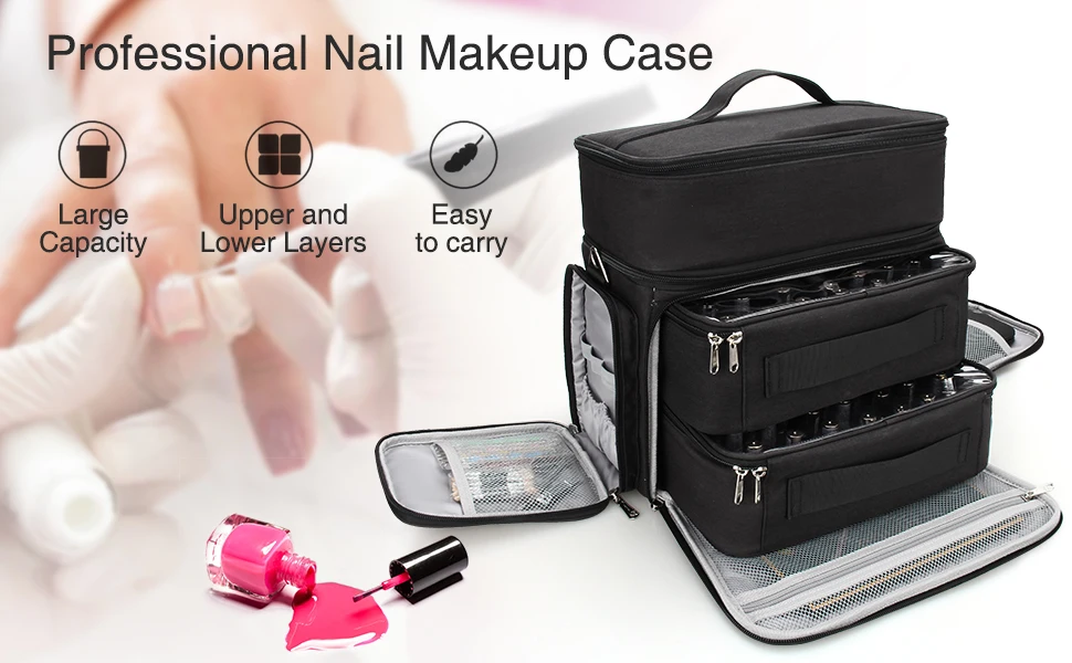 Relavel Nail Polish Trolley Storage Case Large Capacity 56 Bottles Nail