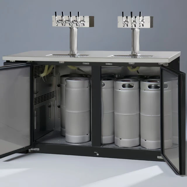 Brenor Premium Series 3x50L Keg Commercial Stainless Steel Draft Beer Cooler Electric Kegerator Dispenser for Outdoor Use