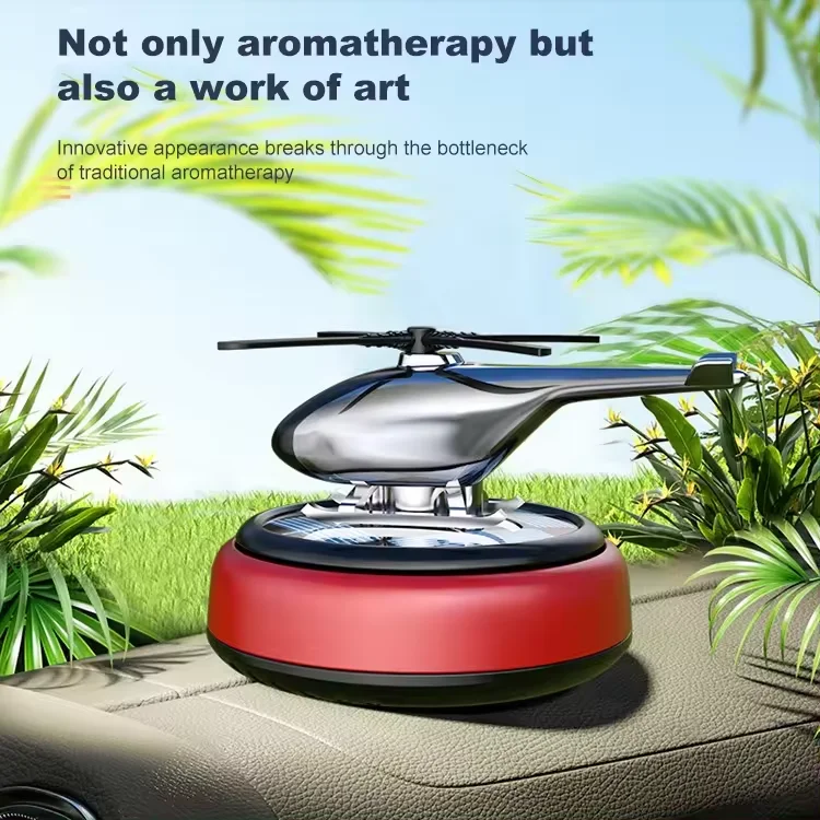 Modern Style Alloy Air Freshener Purifier Solar Powered Helicopter Rotating Car Dashboard Office Home Pear Rose Aromas