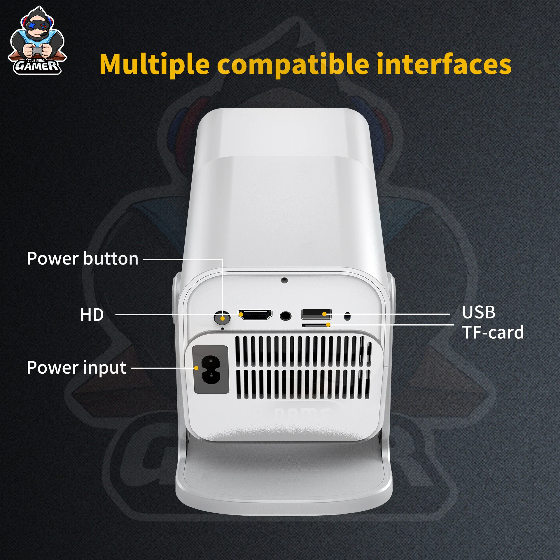 HCS350 Max 4k Portable Projector Game with Wireless Dual Gamepad Portable Mini Game Player Home Interactive Game Projector