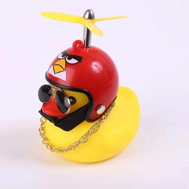 Cute Hot Selling Mini Yellow Rubber Duck with Helmet Car Duck for Car