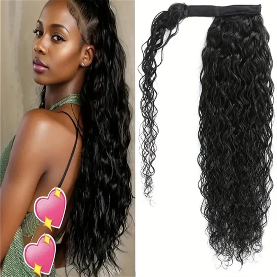 Water Wave Clip In Hair Extensions Natural Black Color Human Hair For Women Brazilian Hair 8-32 Inch Remy_voghion.com