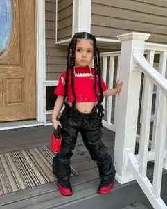 Clothing Wholesalers Customize Children's Short Sleeved Spandex/Organic Cotton Pants and Jogger Sets Print Knit Summer Casual