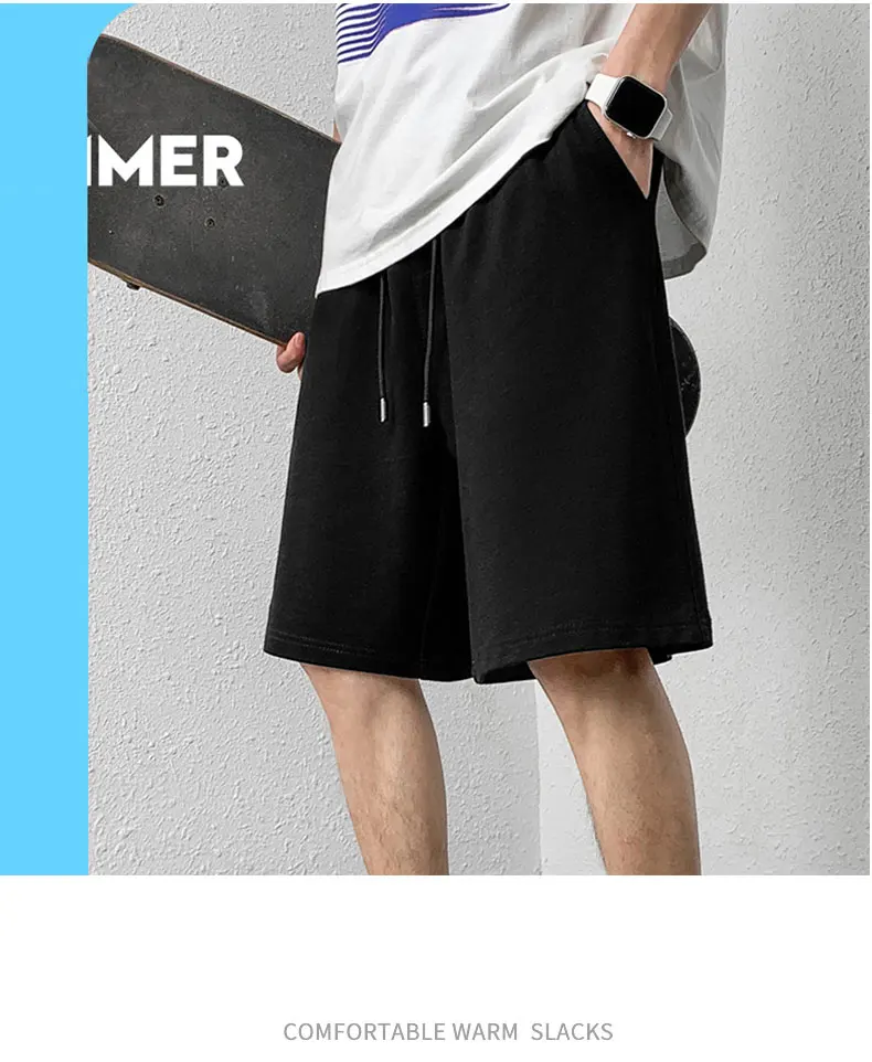 Wholesale summer Men Casual Shorts cotton unisex custom shorts with logo print Solid Elastic breathable Basic men's shorts hot