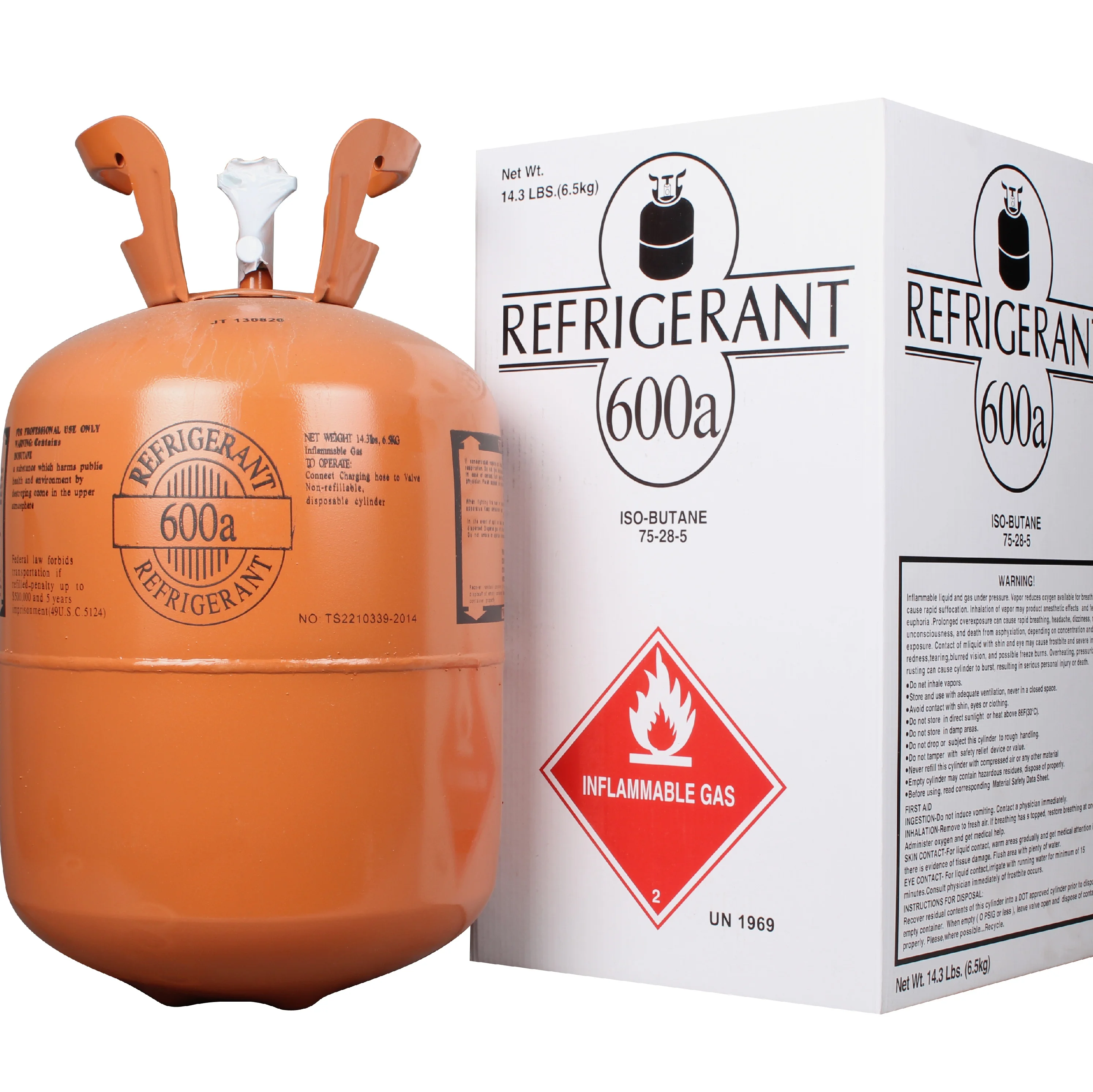 Gas R600a refrigerant (isobutane) 5 kg cylinder on sale
