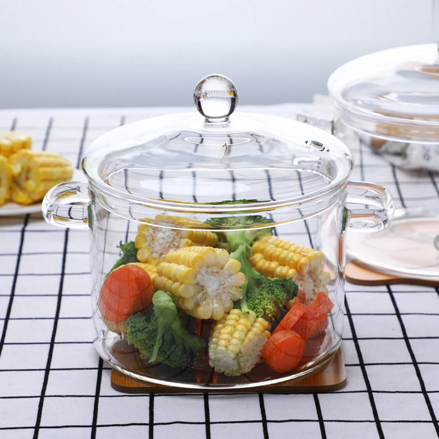 2.3L 3.5L Transparent Borosilicate Glass Soup Pot