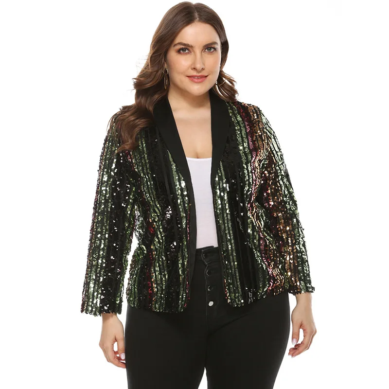 plus size sequin bomber jacket