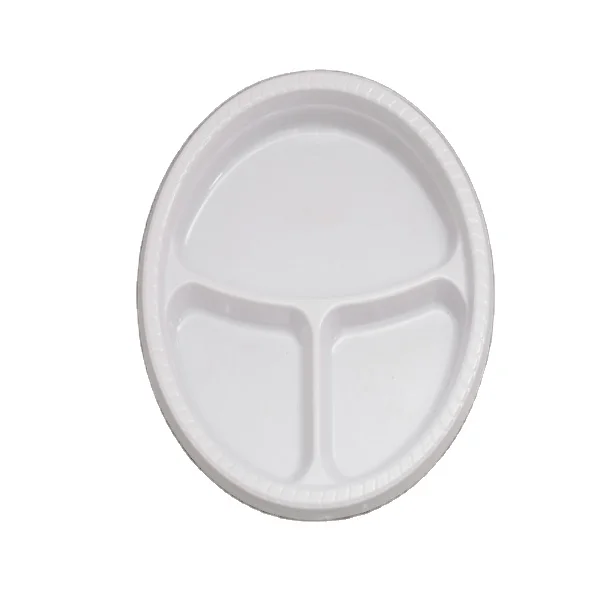 White 9 Compartment Disposable Plastic Plates 100pcs 
