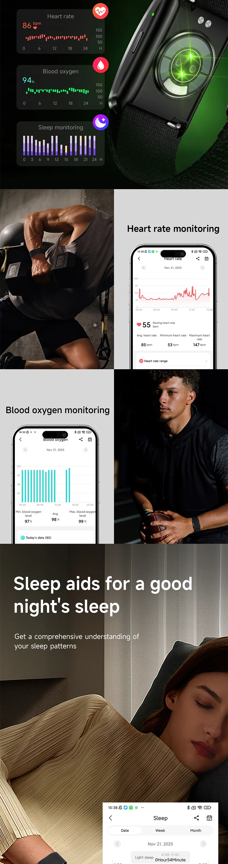 product new screenless smart bracelet y105 for men women 17g light body incoming call message reminder body fitness tracker watch-8