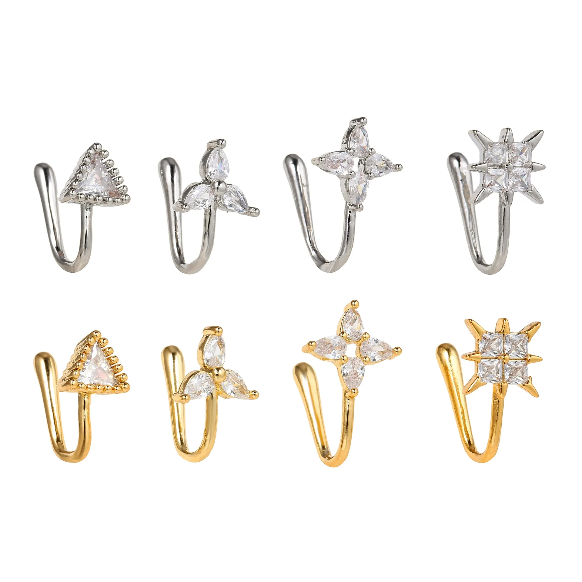 Wholesale Brass Jewelry Unique Design Gold Plated Non-Piercing