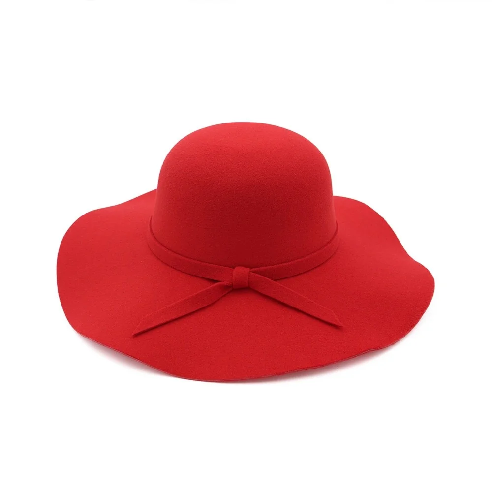 Зимняя высококачественная фетровая шляпа-«Колокол» с бантом, однотонные шерстяные фетровые головные уборы, Женская купольная шляпа