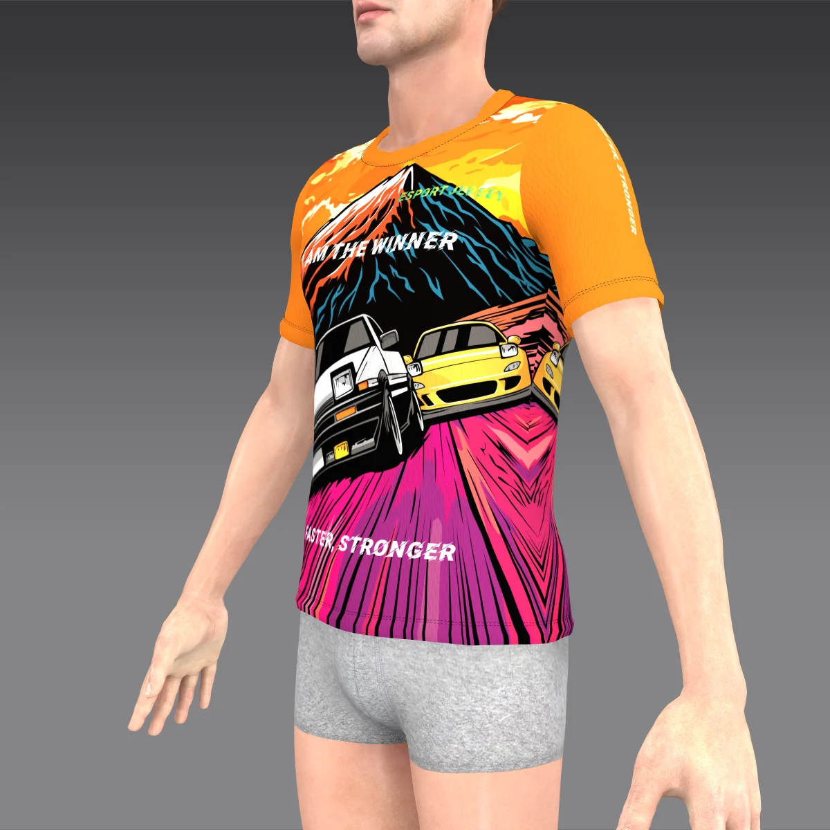 Men's Esport Jersey - Faster and Strongest Sublimation Gaming T-Shirt with Mesh Bright Colors Fabric