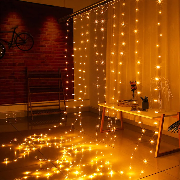 8 Functions USB Remote Control Timing LED Copper Wire Curtain String Christmas Room Decoration Garland Fairy Lights
