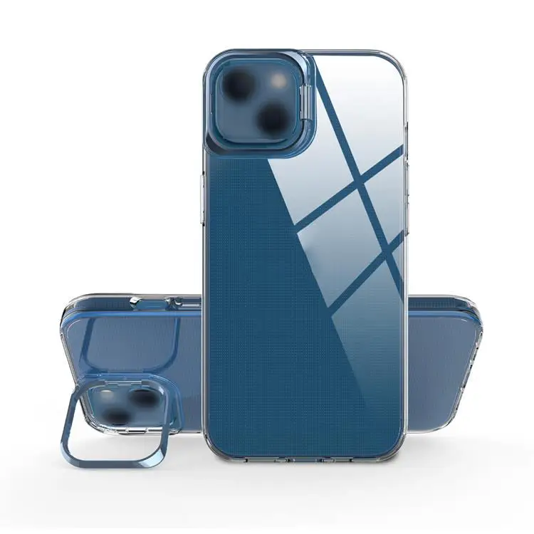 product soft clear tpu phone cases for iphone 15 16 17 multi function shockproof mobile phone stand protector with metal frame case-6
