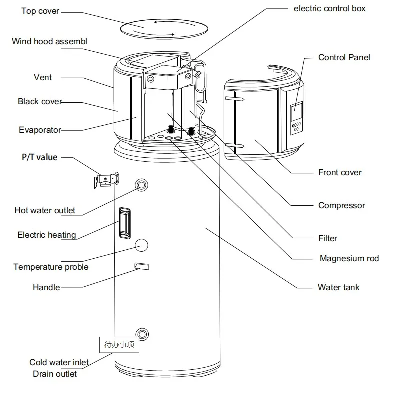 Energy Saving Heat Pump Air To Water Water Heater Boiler With 200l ...