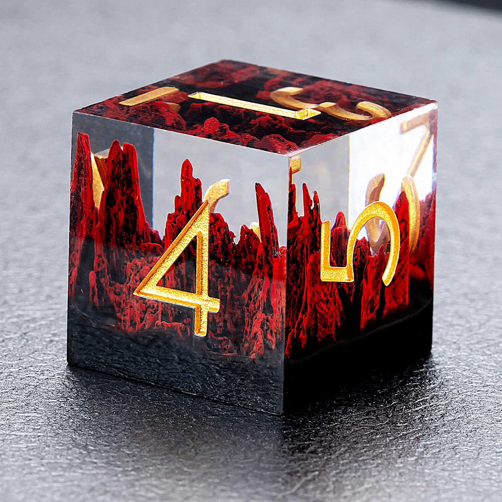 Beautiful Mountain Stone Inside Polyhedral Dice Sharp Edge Resin Dice Set for Dnd Game manufacture