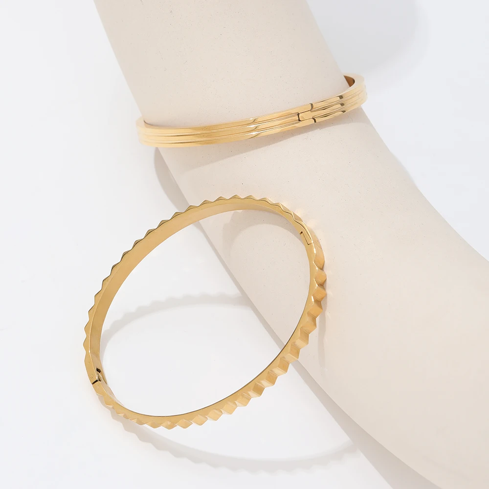 Jlb0057 High End Pvd 18k Gold Plated Gear Shape Bangle Bracelet ...