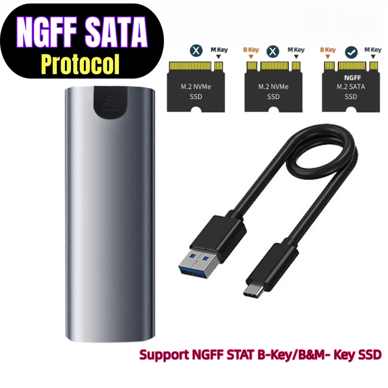 NVME SATA Dual Protocol SSD Case Enclosure USB