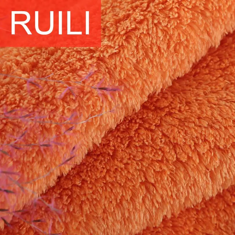 Orange Sherpa Fleece Fabric with Double Sides for Garment Lining