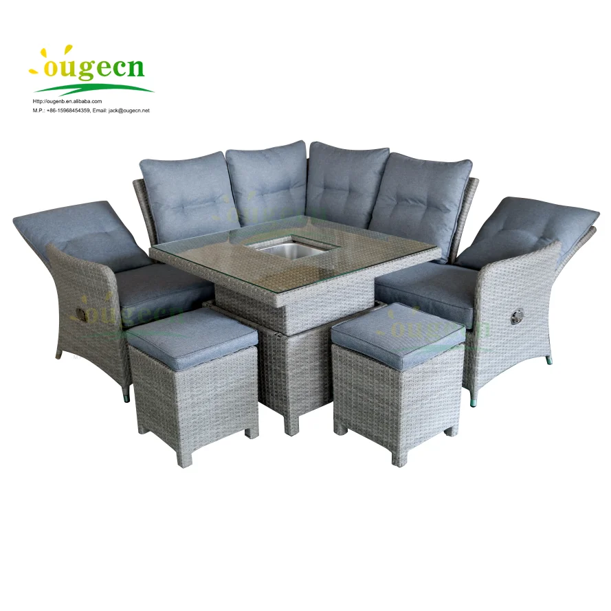 garden furniture with rising table and ice bucket