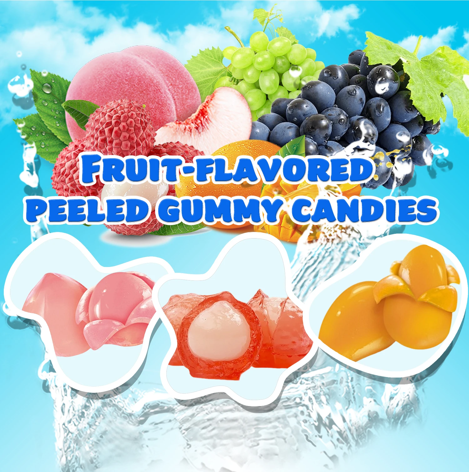 product wholesale mango gummy candy soft bonbons candy sweet halal mexican import edible gummies chinese peeling candy with bulk sweets914-0