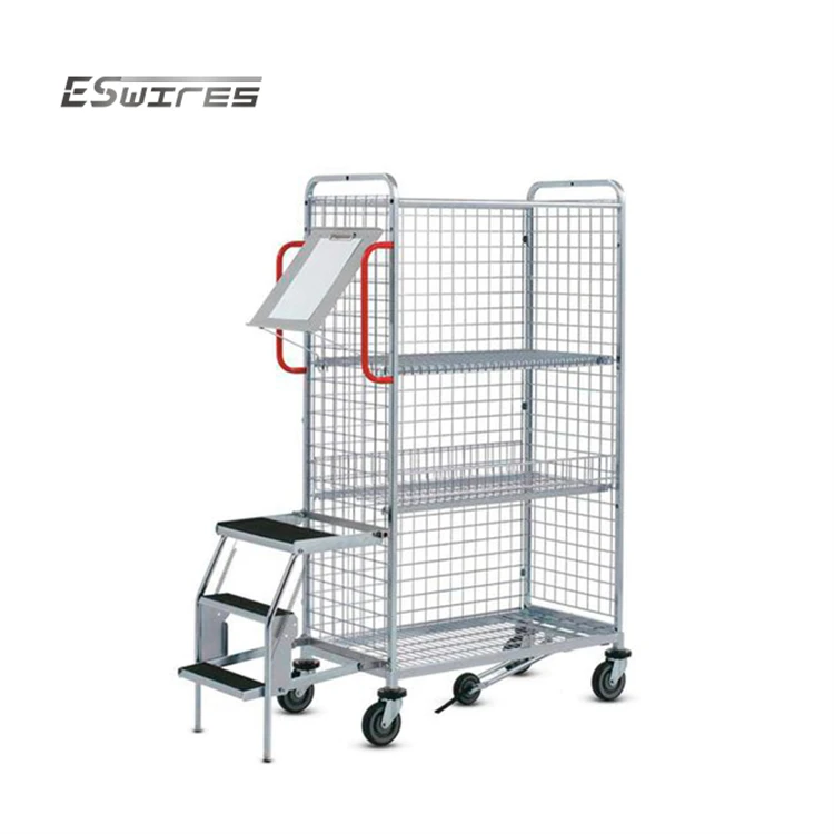 New Product High Quality Customized Galvanized Metal Steel Portable Pack Pick Trolleys with Wire Shelves Hitch Tow bar