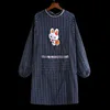 Long cotton checkered bunny blue checkered