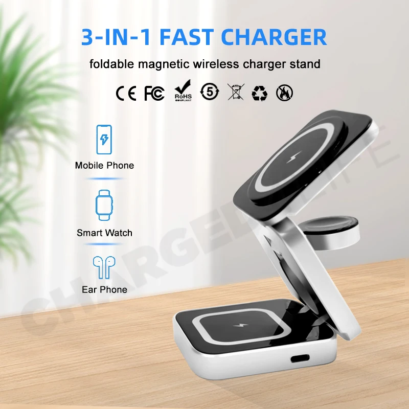 Wholesale Qi 3 In 1 Folding Multifunctional Phone Chargers