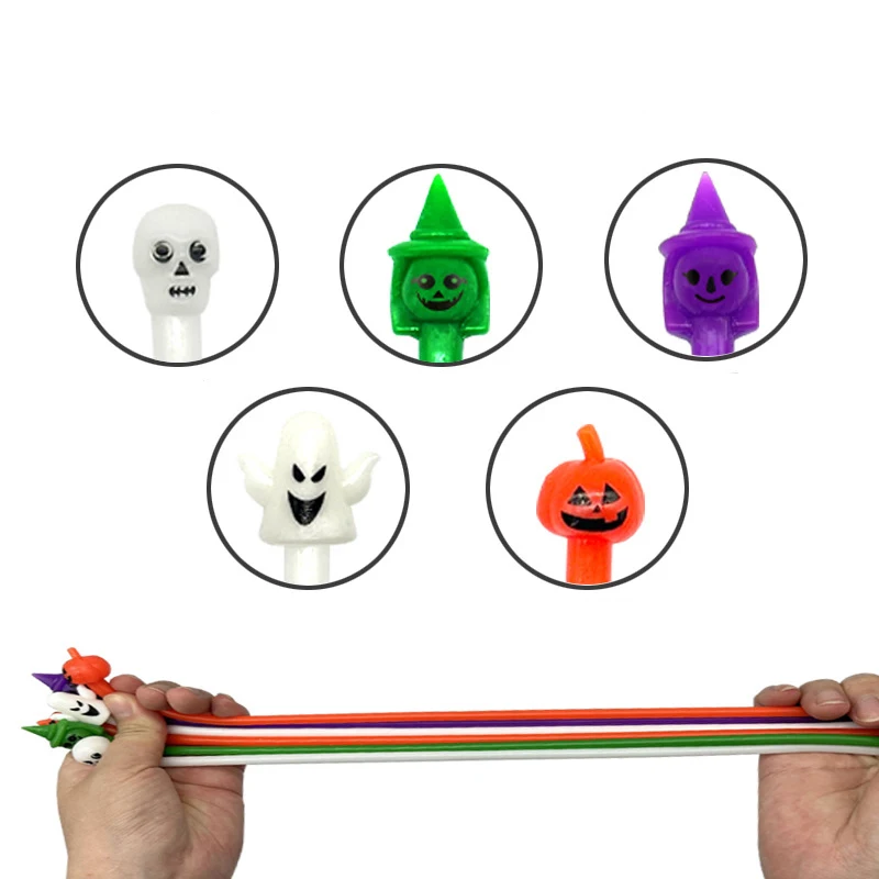 Lot De 5 Bracelets Halloween Pop It – Silicone 23 Cm – Motifs Fantômes, Citrouilles, Araignées – Anti-stress