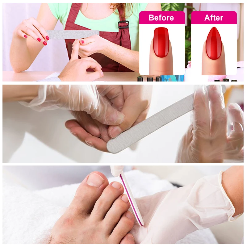 Professional Nail Tools Double Side Custom logo Emery Board Disposable Nail File 80 100 180 240  Washable  Nail File Set