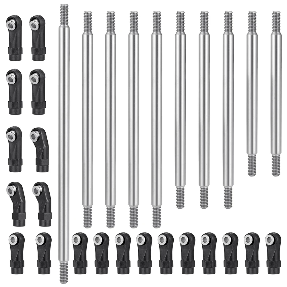 Reinforced Stainless Steel Linkage Link Rod and Plastic Ball Ends 10Pcs/Set  for Axial SCX10 II AXI90075 UMG10 1/10 RC Car Parts