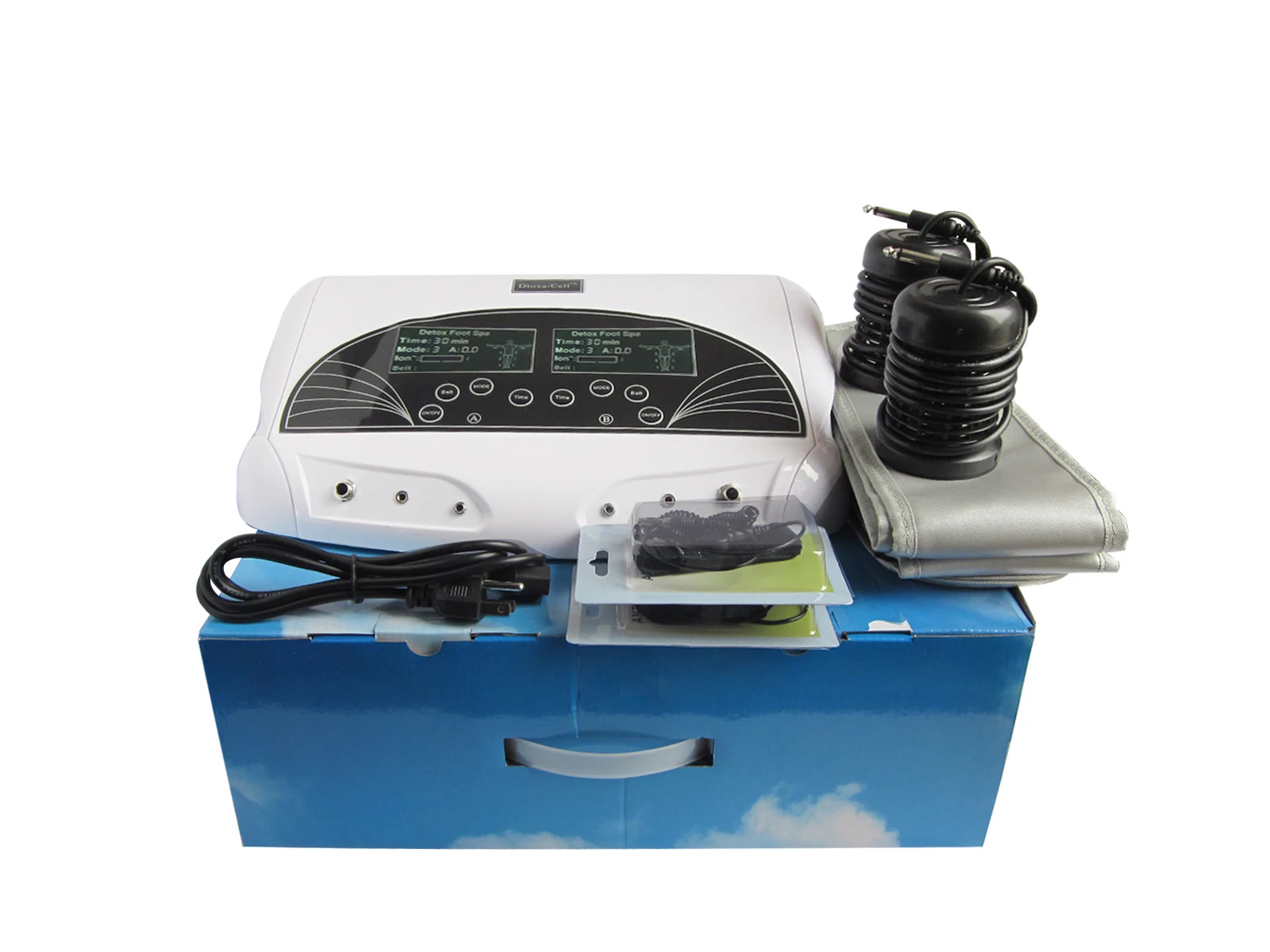 Two people use ionic foot bath detox machine ion cleanse Health care for sleep improvement