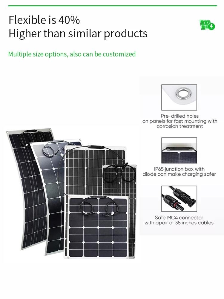 XC Solar  Folding Flexible Solar Panel 100w 120w 150w 180w 200w 250w 300w 400w Thin Film Flexible Roofing Solar Panel factory