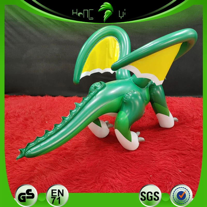 Hongyi Toy Ride On Inflatable Green Dragon With Wing Custom Inflatable Squeaky Dragon Model For