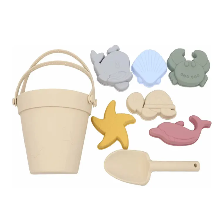 Modern Baby Beach Toys Travel Friendly Beach Set Silicone Bucket Shovel