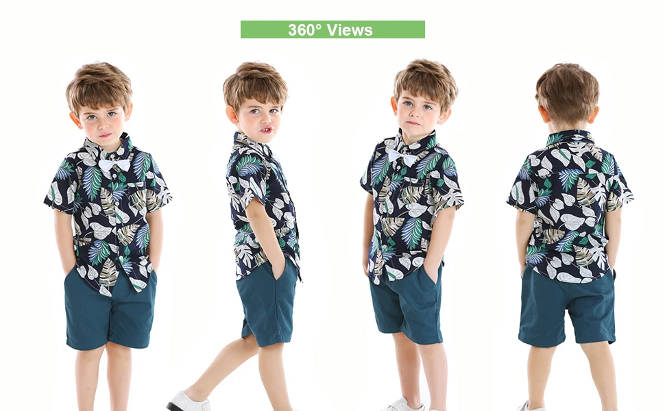Baby Kids 2 Pieces Hawaiian Outfit Infant Kid Leave Floral Top+shorts Suits Toddler Boy Shirt