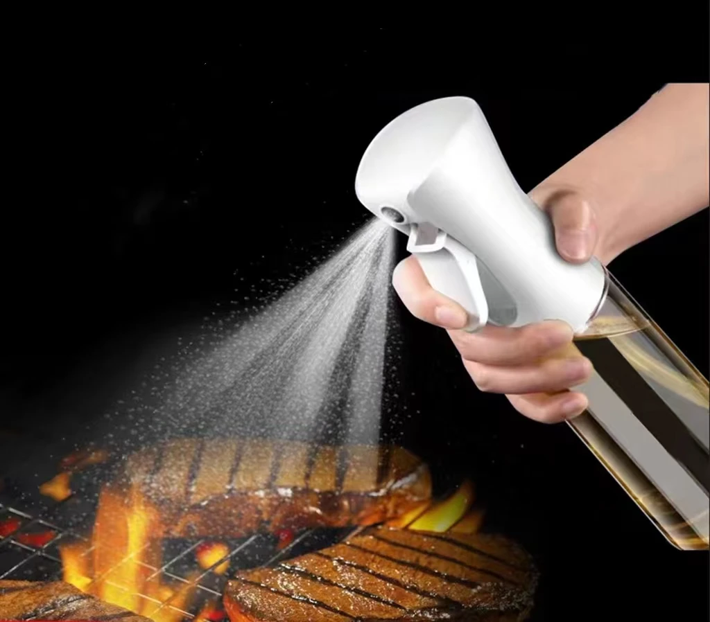 Кухонные принадлежности, индивидуальная пищевая барбекю, многоразовая прозрачная белая упаковка с логотипом, пластиковая емкость для готовки 300 мл с распылителем и маслом