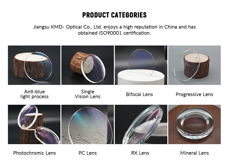 Optical 1.61 Resin Photochromic Hmc Coating Blue Cut Single Vision