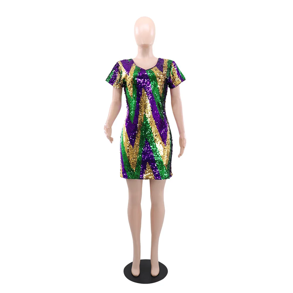 mardi gras mini dress Mardi Gras Sequin Glam Mini Dress