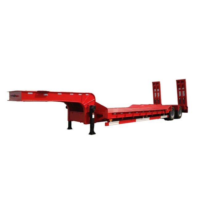 Low price 3 axle low bed semi trailer 40 ton 60T lowbed lowboy semi trailer for excavator transportation