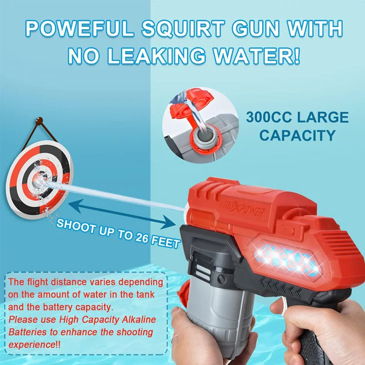 300ml LED Light up Electric Space Blaster Water Gun Toy for Kids Outdoor Pool Backyard Beach Party Galaxy Adventure Play