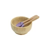 Bol en bambou avec cuillère et fourchette M-529#(Prune)